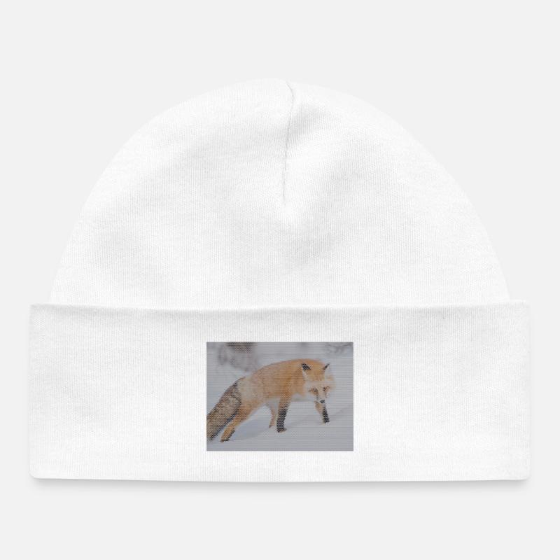 renard géométrique - Bonnet bébé bio - blanc