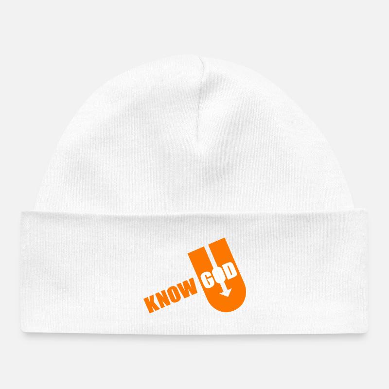 Typographie audacieuse du dieu connu - Bonnet bébé bio - blanc