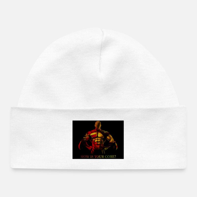 Core Question: Bold Abs Burst - Baby Organic Beanie - white