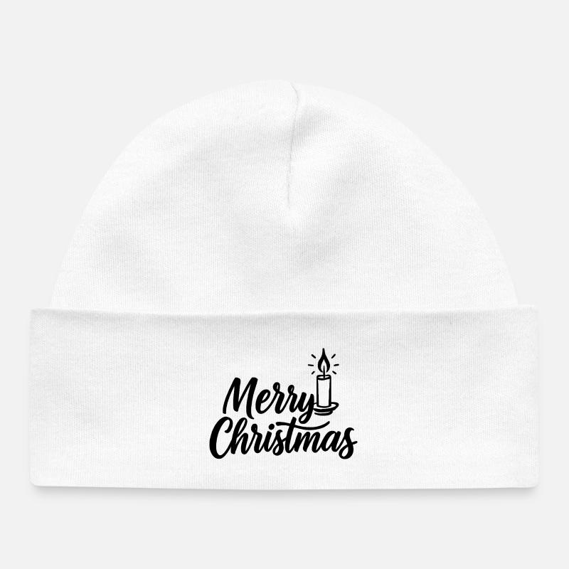Joyeux Noël avec bougie de Noël - Bonnet bébé bio - blanc