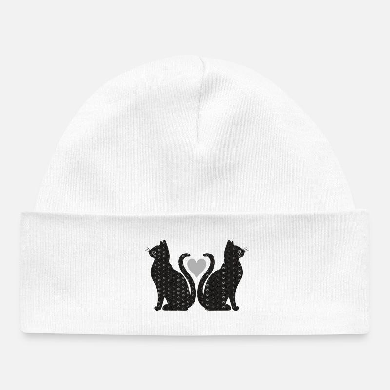 Paire de chats - Bonnet bébé bio - blanc