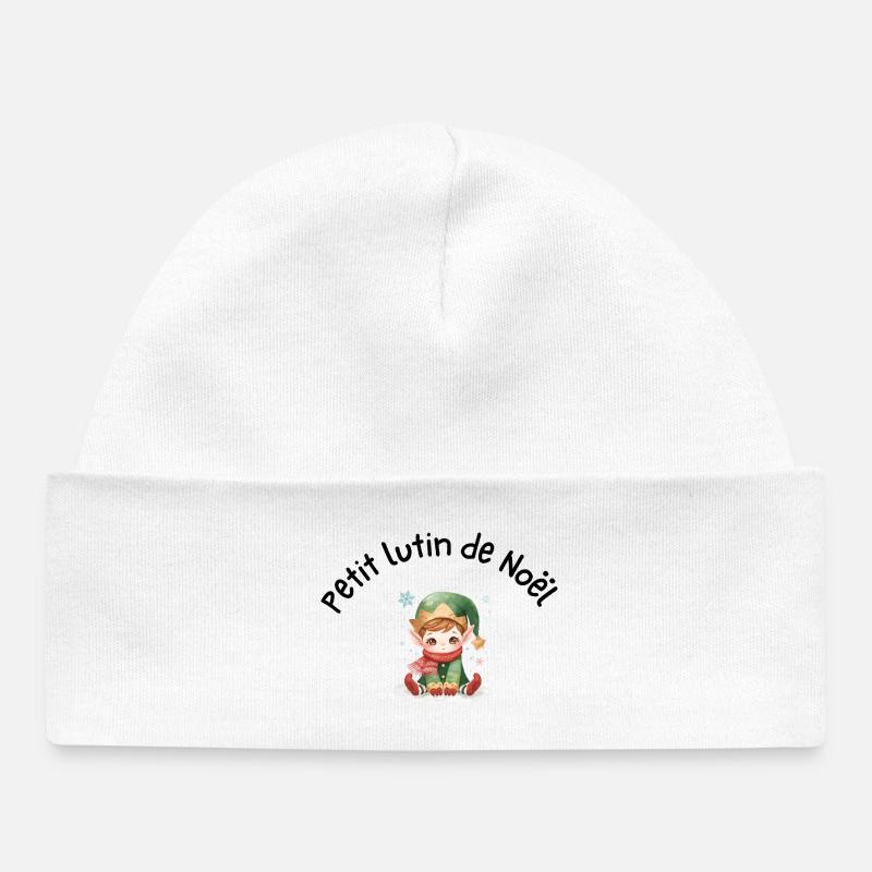 Petit lutin de Noël - Bonnet bébé bio - blanc