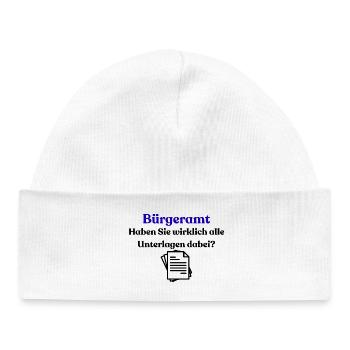 Chemise bleue typographie du bureau du citoyen - Bonnet bébé bio - blanc - Devant