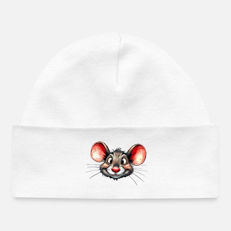 souris - Bonnet bébé bio - blanc