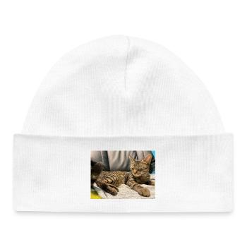 Chat tigre douillet à la lumière - Bonnet bébé bio - blanc - Devant