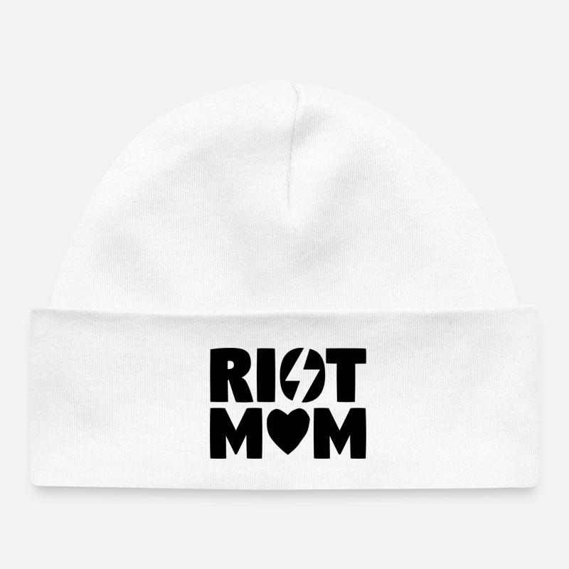 Logo de « RIOT MOM » - Bonnet bébé bio - blanc