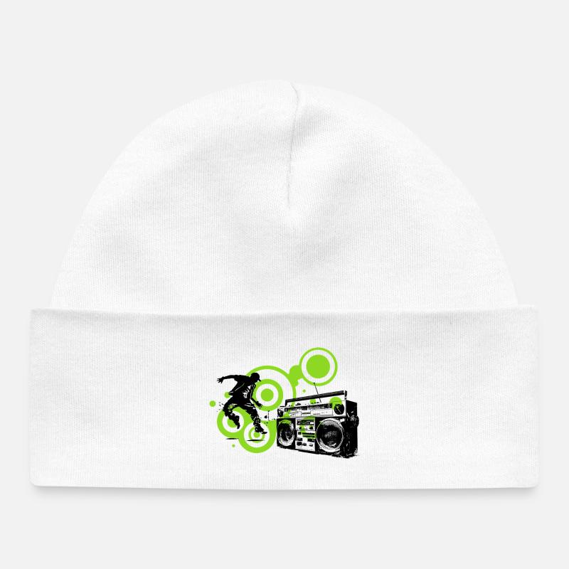 Cercles Lime Abstraits Noir danseur Hip Hop - Bonnet bébé bio - blanc