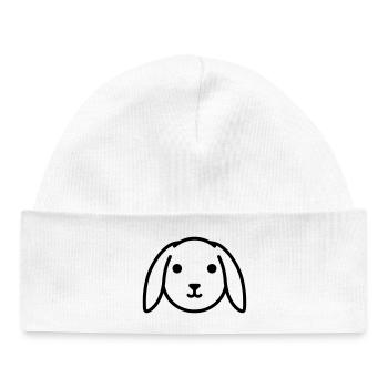 Tête de lapin en oreille tombante mignonne - Bonnet bébé bio - blanc - Devant