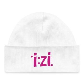 IzI Graffiti Font in Magenta - Baby Organic Beanie - white - Front