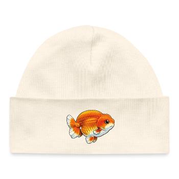 Humped Buffalo Ranchu High Quality Goldfish - Baby Organic Beanie - white - Front