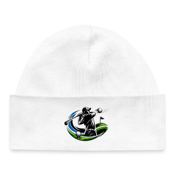 Golfer-Silhouette im Schwungkreis - Baby Organic Mütze - Weiß - Vorne
