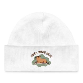 Chill Vibes Only Capybara Watershine - Baby Organic Beanie - white - Front
