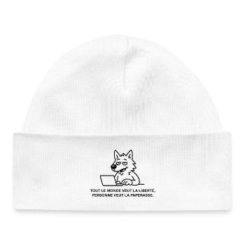 Loup blasé face à la paperasse - Bonnet bébé bio - blanc - Devant