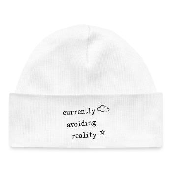 Derzeit vermeide ich das Reality-Witz-Shirt - Baby Organic Mütze - Weiß - Vorne