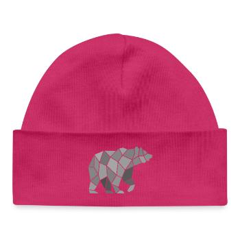 Ours géométrique à partir de fragments de mosaïque - Bonnet bébé bio - blanc - Devant