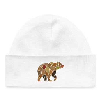 Ours géométrique à partir de Mosaic Polygon - Bonnet bébé bio - blanc - Devant