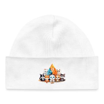 Des chats devant des pyramides de cristal colorées - Bonnet bébé bio - blanc - Devant