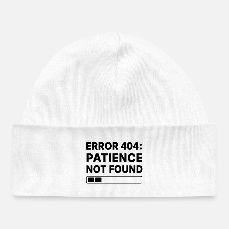 Error 404: Page Not Found Typo Art - Baby Organic Beanie - white