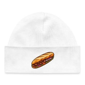 Baguette-Sandwich Illustration - Baby Organic Mütze - Weiß - Vorne