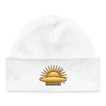 Golden sun with surfboard and sea waves surfer - Baby Organic Beanie - white - Front