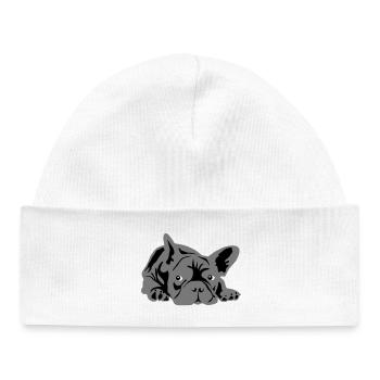 bouledogue français 2 couleurs - Bonnet bébé bio - blanc - Devant
