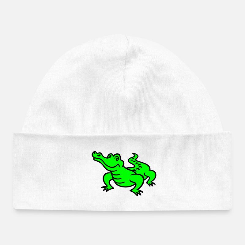 crocodile (a) - Baby Organic Beanie - white