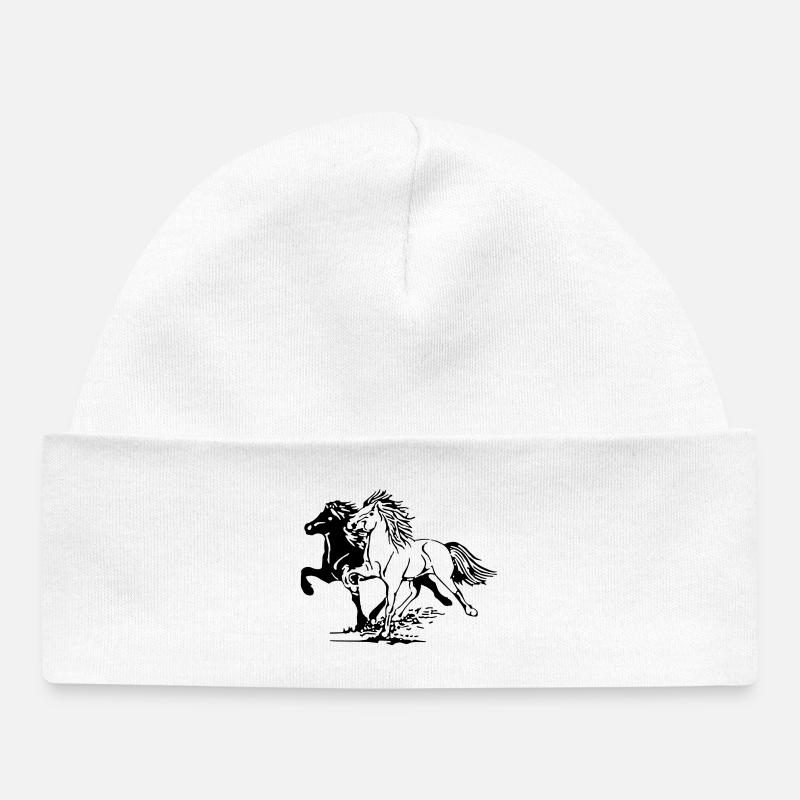 Chevaux sauvages - Bonnet bébé bio - blanc