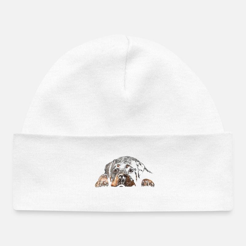 Rottweiler - Bonnet bébé bio - blanc