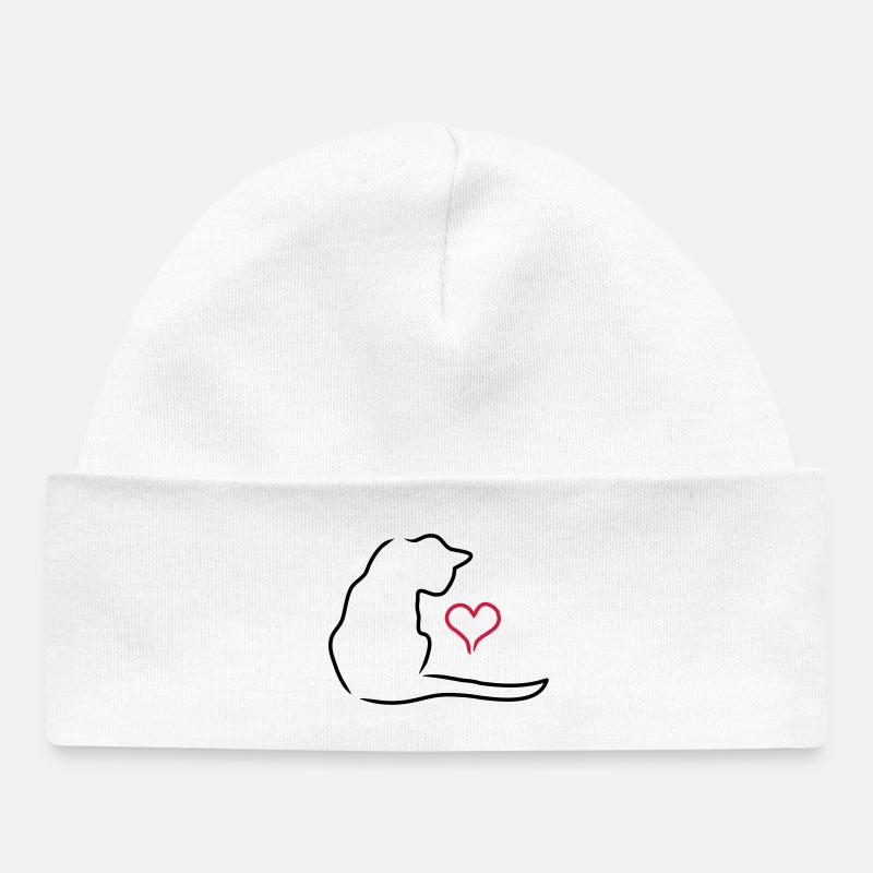 cat - Baby Organic Beanie - white