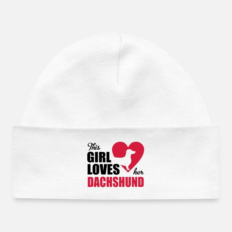 dachshund - Baby Organic Beanie - white