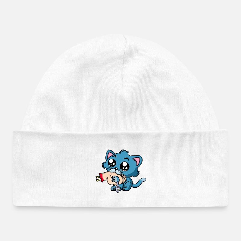 Chaton qui a faim - Bonnet bébé bio - blanc