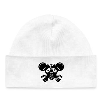 Un masque à gaz avec de grandes oreilles de souris - Bonnet bébé bio - blanc - Devant