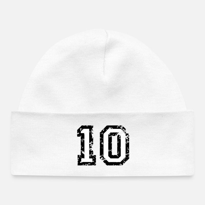 Le numéro dix - No. 10 (deux couleurs) blanc - Bonnet bébé bio - blanc