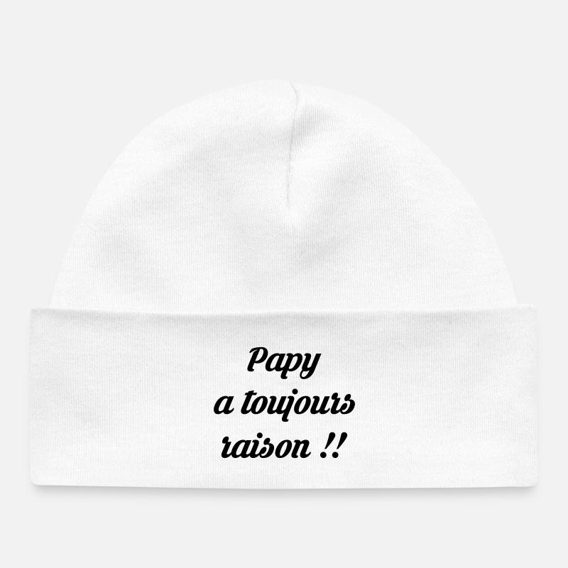 Papy / Grand Pere / Naissance / Baby / Bébé / Papi - Bonnet bébé bio - blanc