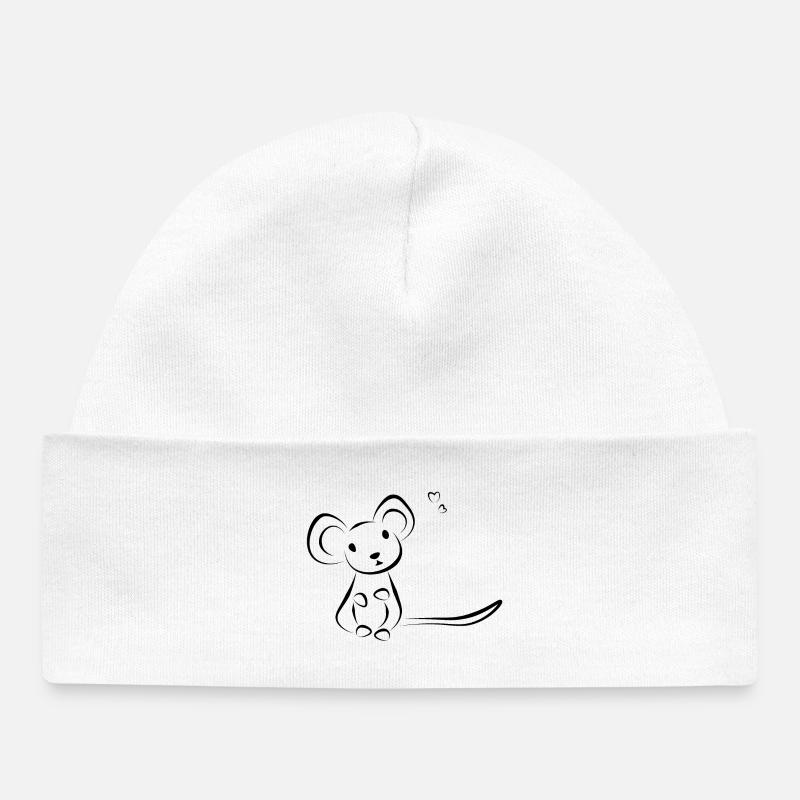 Mouse pet - Doeslief - Baby Organic Beanie - white