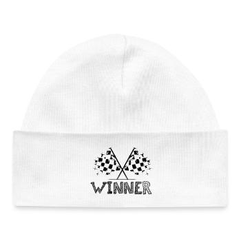 Vainqueur Flag Car Racing Icons Logo icône Équipe - Bonnet bébé bio - blanc - Devant
