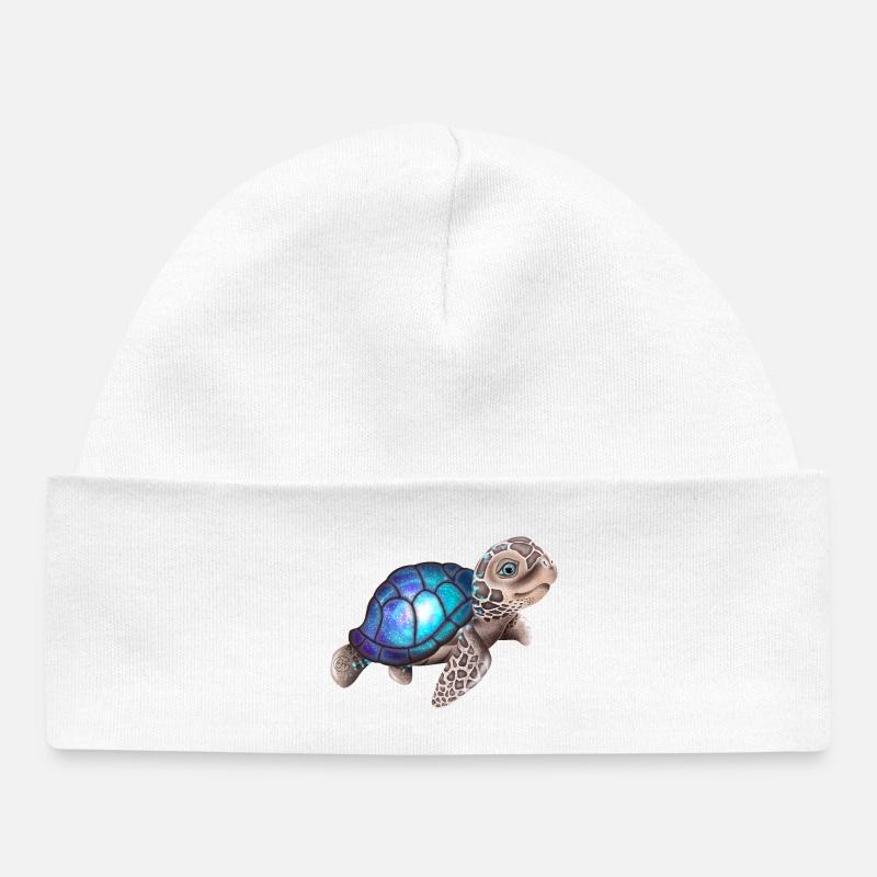 Tortue avec une galaxie - Bonnet bébé bio - blanc