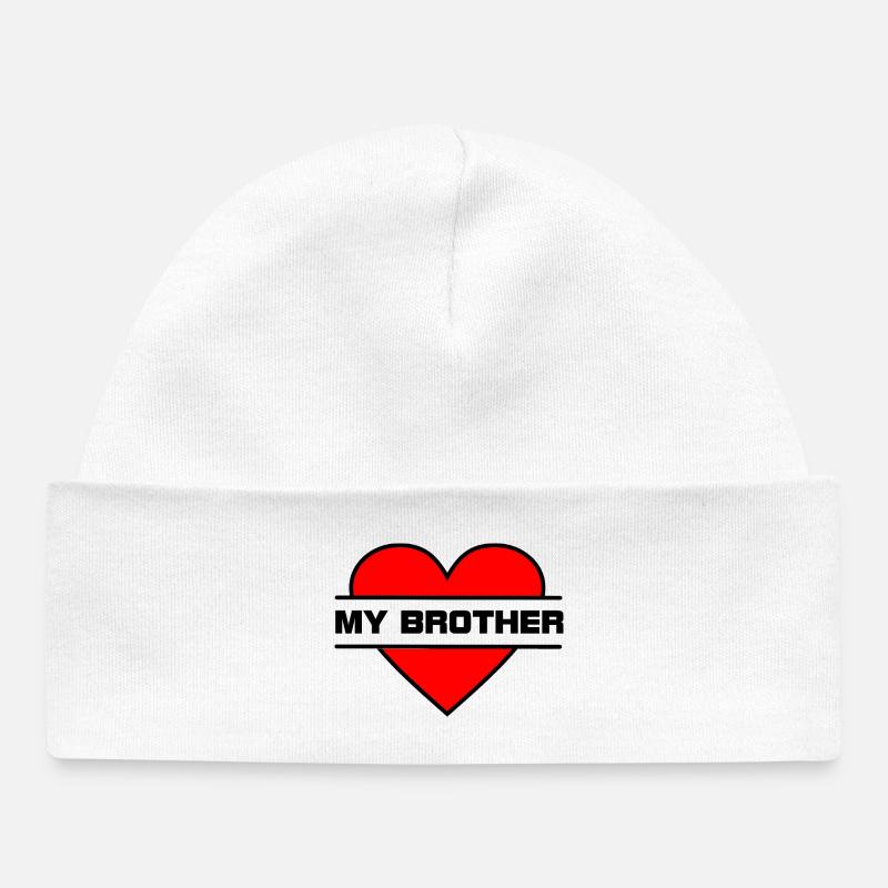 Coeur J’aime mon frère - Bonnet bébé bio - blanc
