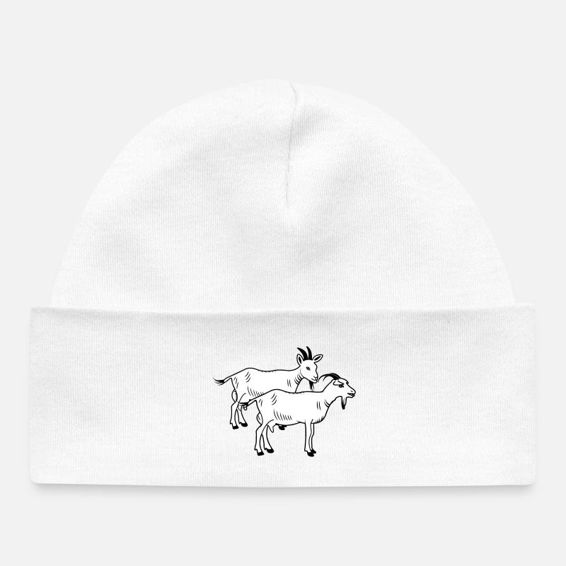 Chèvres blanches deux pièces - Bonnet bébé bio - blanc