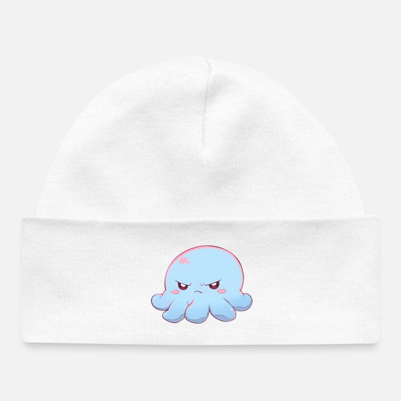 Blue grumpy octopus - Baby Organic Mütze - Weiß