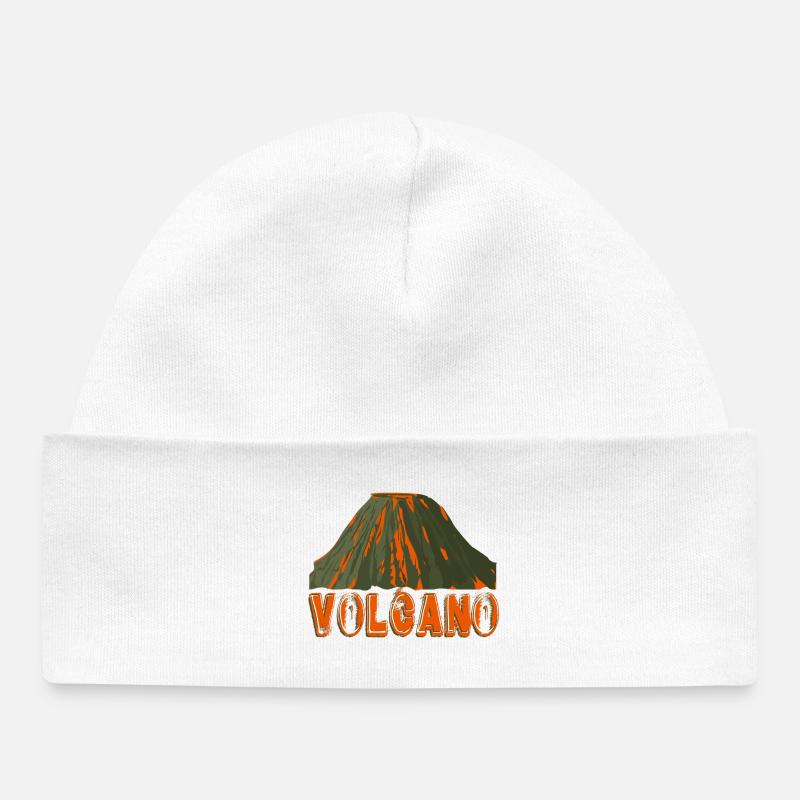 Volcan avec police - Bonnet bébé bio - blanc