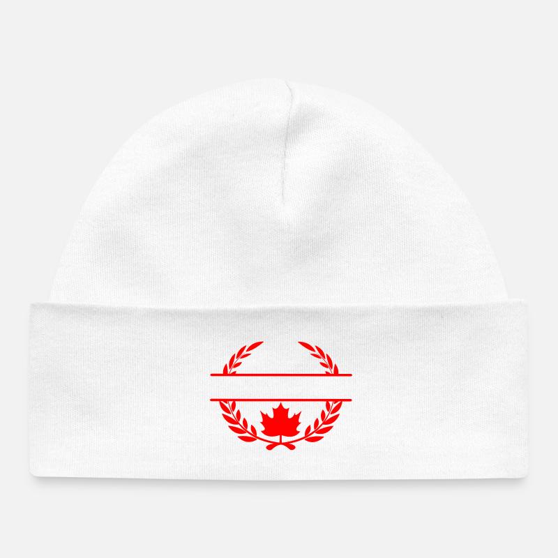 Logo de couronne de laurier feuille d’érable du Canada - Bonnet bébé bio - blanc