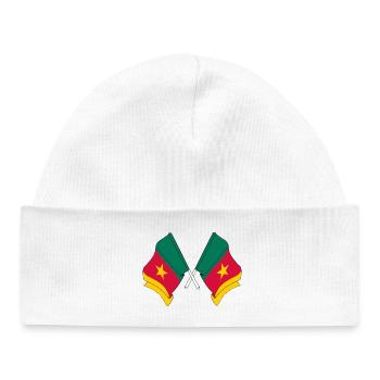 Deux drapeaux Cameroun - Bonnet bébé bio - blanc - Devant