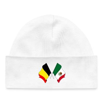Drapeau de la Belgique, drapeau du Mexique - Bonnet bébé bio - blanc - Devant