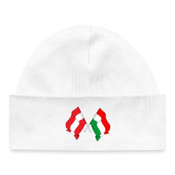 Drapeau Autriche, drapeau Hongrie - Bonnet bébé bio - blanc - Devant