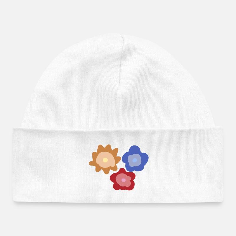 Cercles de fleurs abstraits - Bonnet bébé bio - blanc