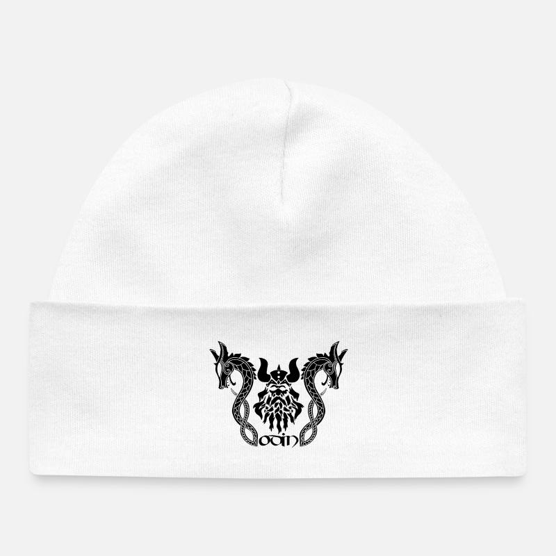 Dieu nordique Odin et dragons noirs - Bonnet bébé bio - blanc
