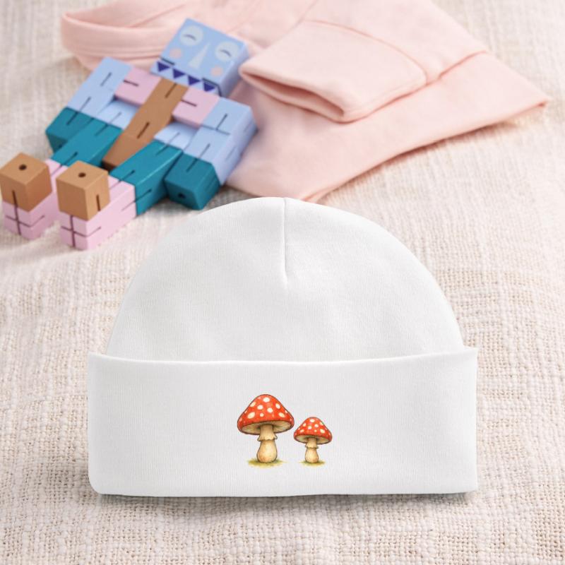 Red Toadstool Duo Baby Organic Beanie