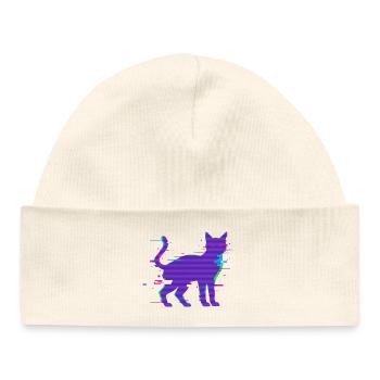 Glitch Cat Cyberpunk – Vaporwave rétro des années 90 - Bonnet bébé bio - blanc - Devant