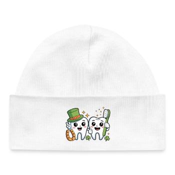 Lustiger Zahnarzt St. Patricks Tag - Baby Organic Mütze - Weiß - Vorne